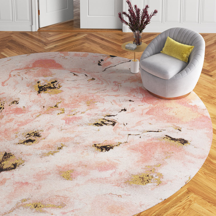 Etta Avenue™ Maximo Abstract Salmon/Off White/Gold Area Rug & Reviews